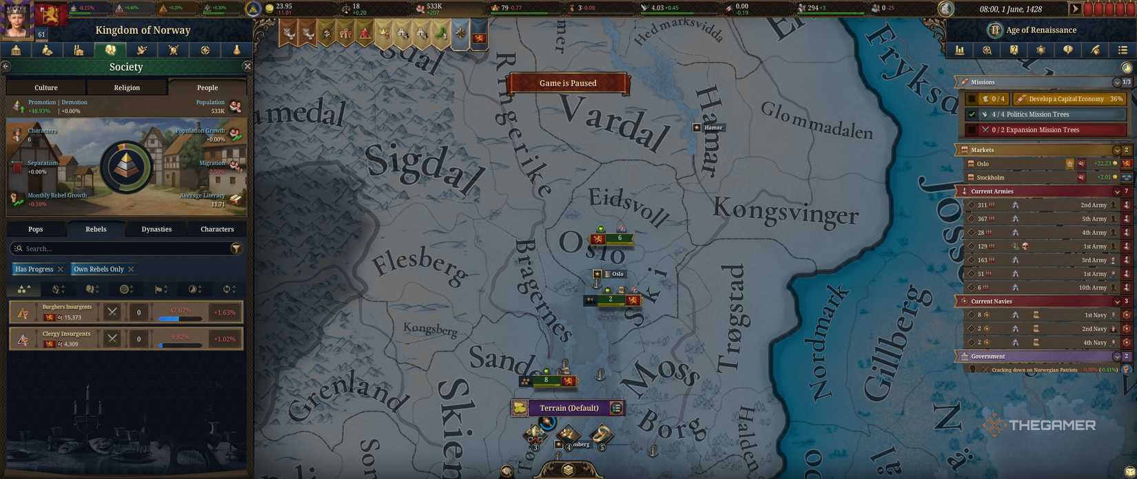 Estratégias para conter rebeliões em Europa Universalis 5 - Imagem do artigo original