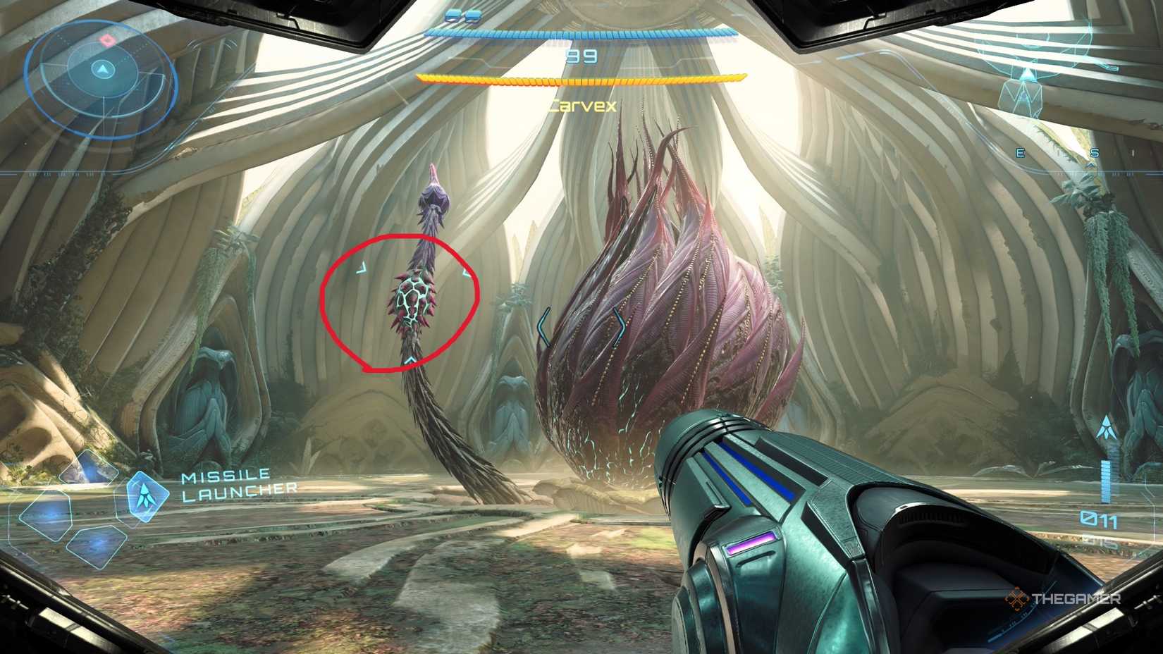 Metroid Prime 4: Beyond detalha estratégia para derrubar o chefe Carvex - Imagem do artigo original
