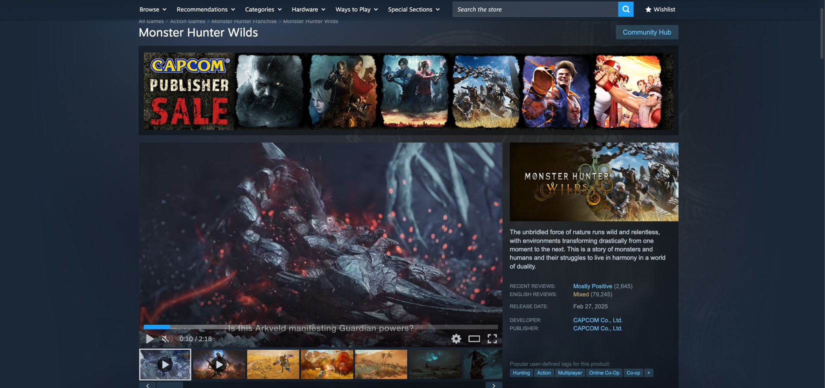 Monster Hunter Wilds deixa zona “Majoritariamente Negativa” e passa a exibir avaliação “Mista” na Steam - Imagem do artigo original
