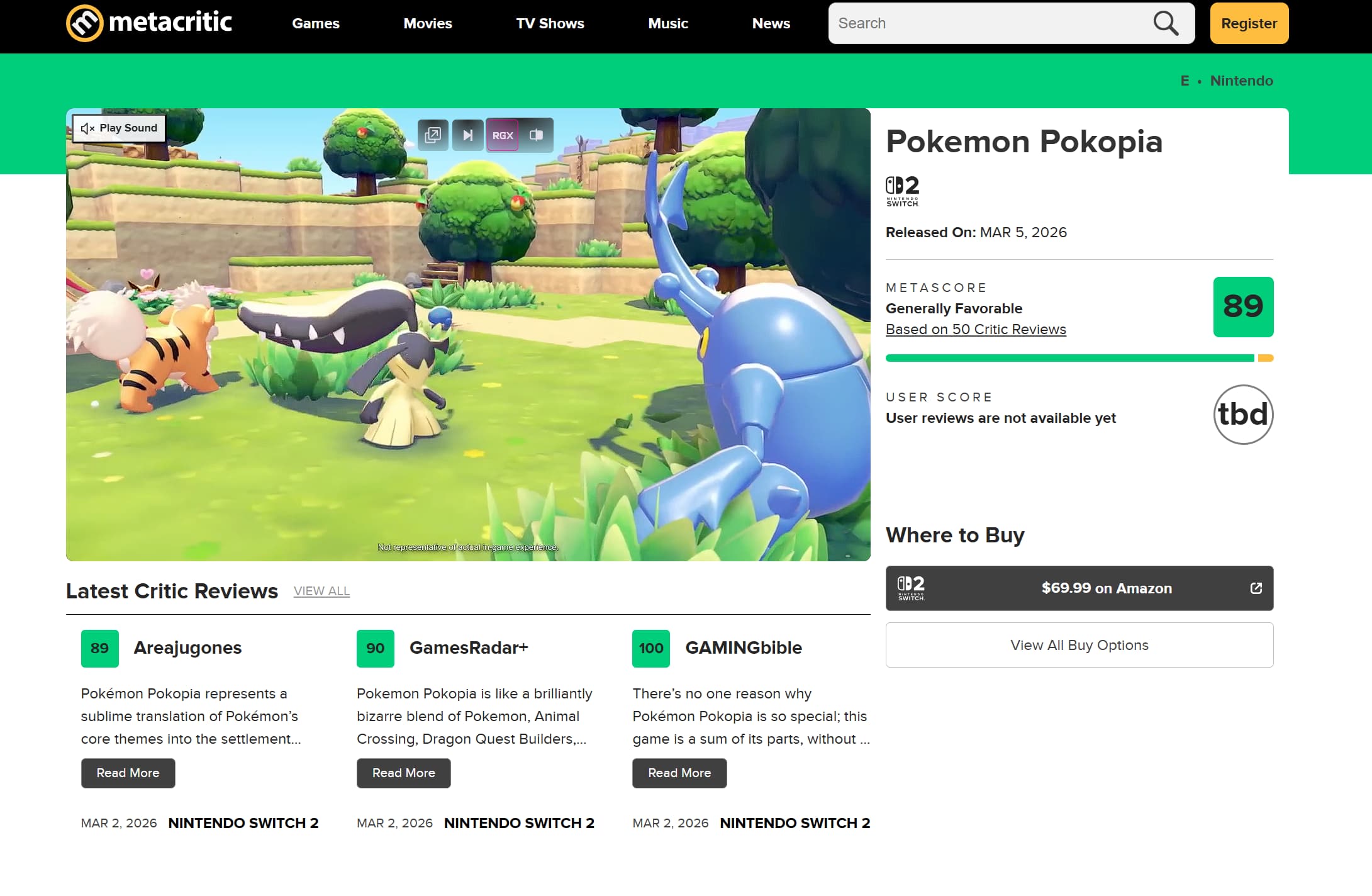 Pokémon Pokopia estreia com a maior nota da franquia no Metacritic - Imagem do artigo