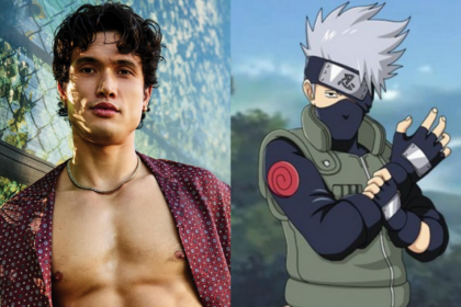 Montagem com o ator Charles Melton e o personagem Kakashi Hatake, do anime Naruto